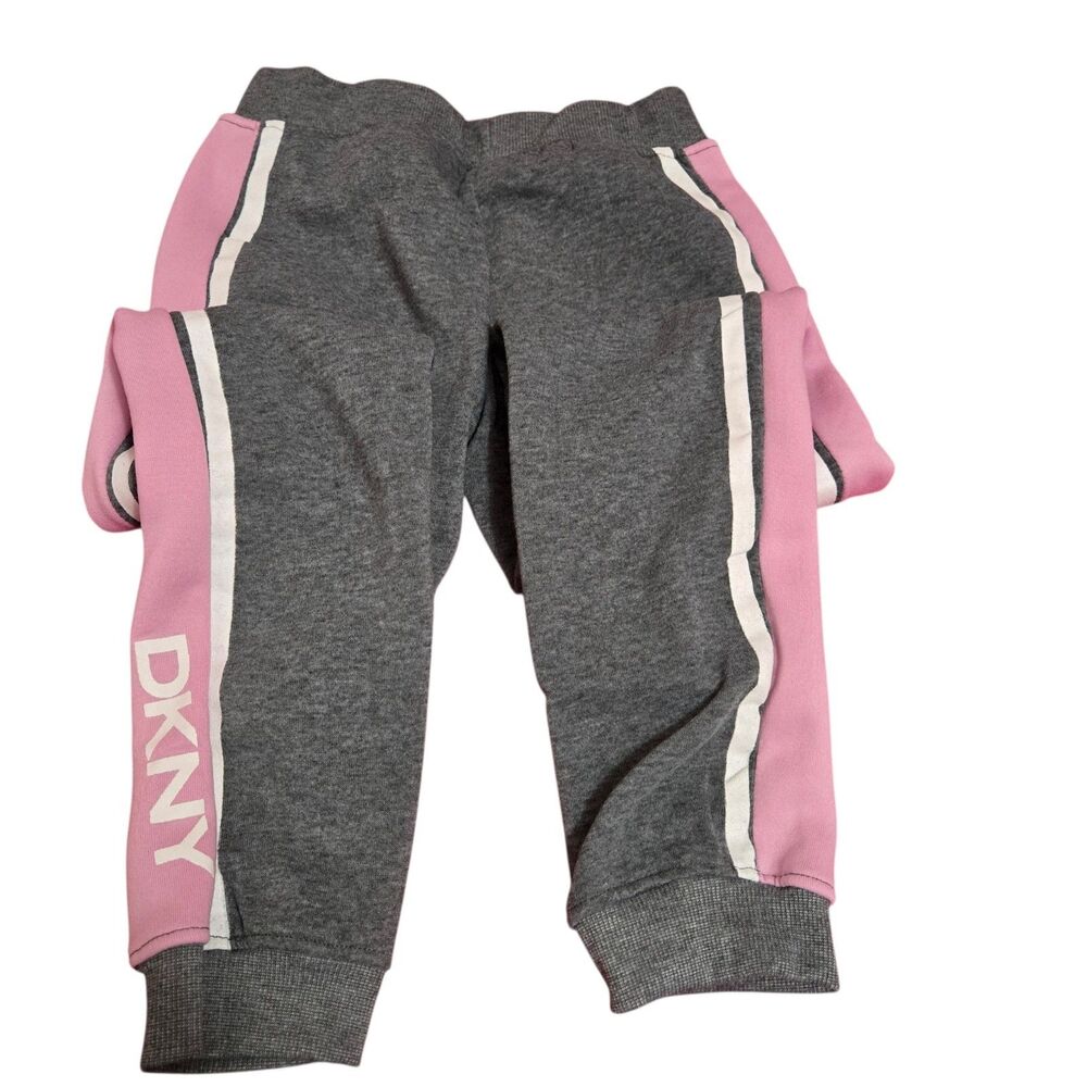 DKNY Girls Sweatpants Size 10 Gray Pink White NEW *Small Flaw